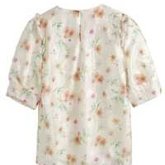 Elegant Floral crow neck dressy blouse - Asian S - Picture 3 of 4